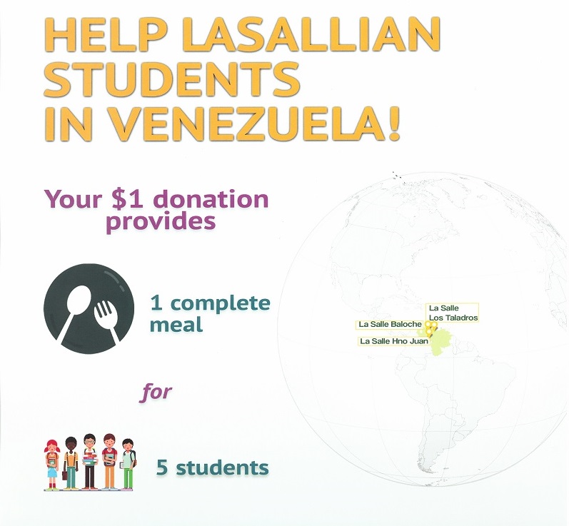 A poster with the words help lasallian students in venezuela.